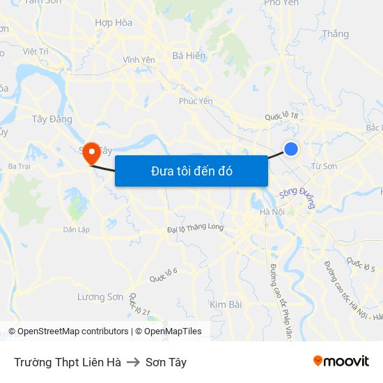 Trường Thpt Liên Hà to Sơn Tây map