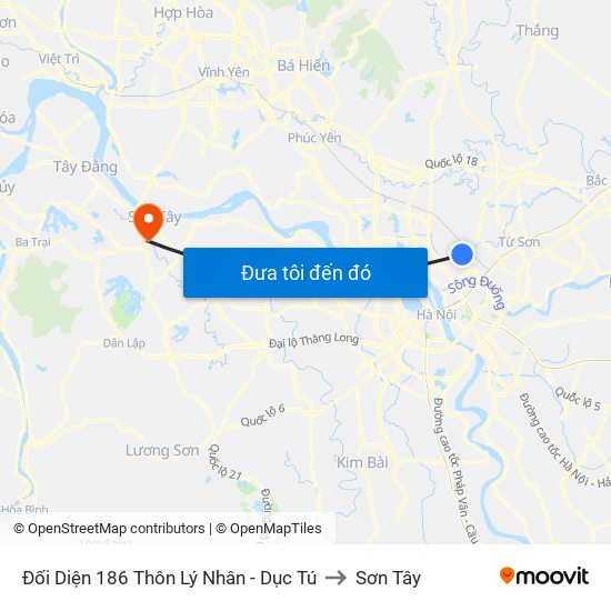 Đối Diện 186 Thôn Lý Nhân - Dục Tú to Sơn Tây map