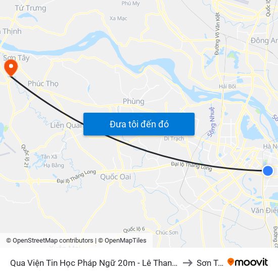 Qua Viện Tin Học Pháp Ngữ 20m - Lê Thanh Nghị to Sơn Tây map