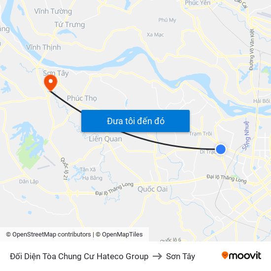 Đối Diện Tòa Chung Cư Hateco Group to Sơn Tây map