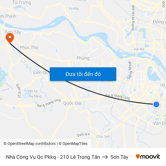 Nhà Công Vụ Qc Pkkq - 210 Lê Trọng Tấn to Sơn Tây map