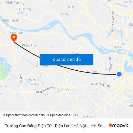 Trường Cao Đẳng Điện Tử - Điện Lạnh Hà Nội - Số 10 Nguyễn Văn Huyên to Sơn Tây map