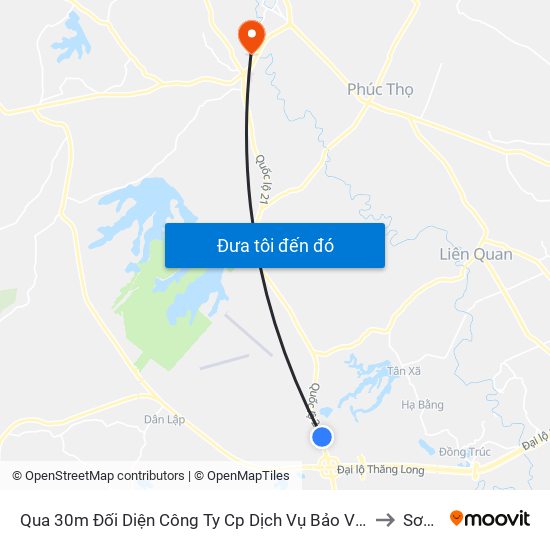 Qua 30m Đối Diện Công Ty Cp Dịch Vụ Bảo Vệ Kcn Cao Hòa Lạc - Ql21 to Sơn Tây map