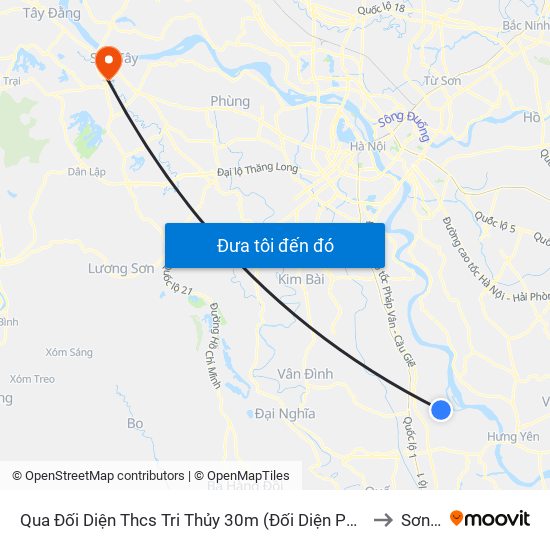 Qua Đối Diện Thcs Tri Thủy 30m (Đối Diện Photo Hảo Thu) - Dt428 to Sơn Tây map