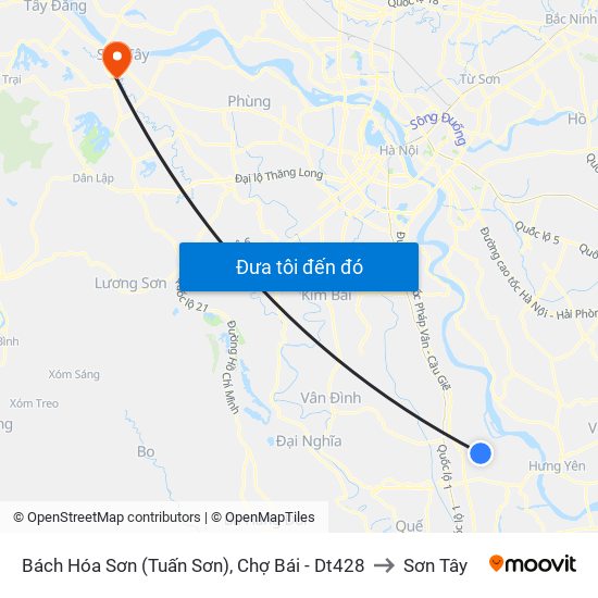 Bách Hóa Sơn (Tuấn Sơn), Chợ Bái - Dt428 to Sơn Tây map
