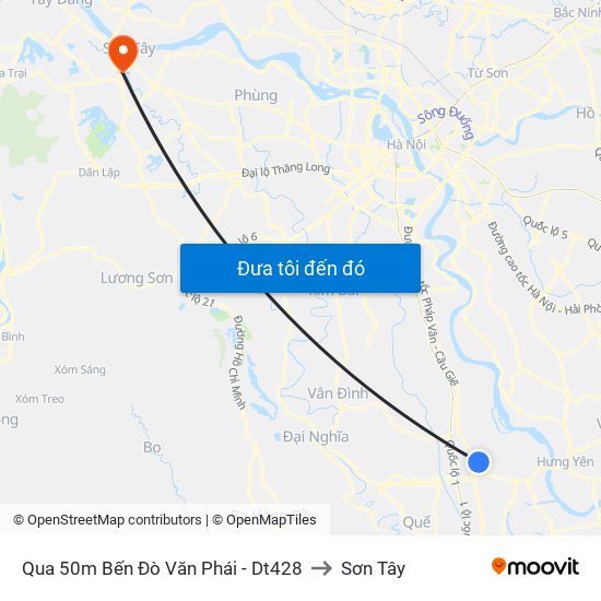 Qua 50m Bến Đò Văn Phái - Dt428 to Sơn Tây map