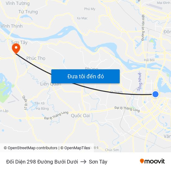 Đối Diện 298 Đường Bưởi Dưới to Sơn Tây map