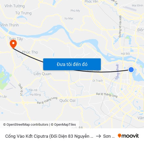 Cổng Vào Kđt Ciputra (Đối Diện 83 Nguyễn Hoàng Tôn) to Sơn Tây map