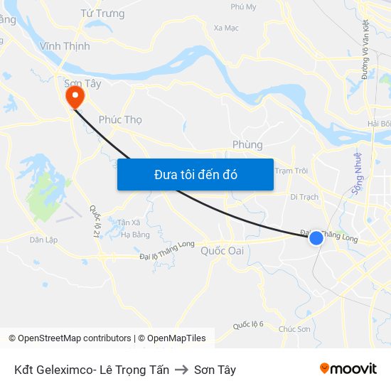 Kđt Geleximco- Lê Trọng Tấn to Sơn Tây map