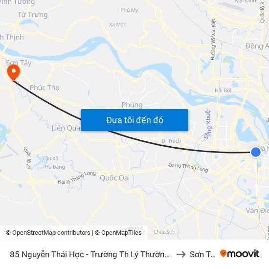 85 Nguyễn Thái Học - Trường Th Lý Thường Kiệt to Sơn Tây map
