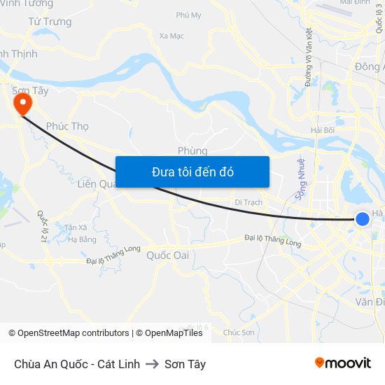Chùa An Quốc - Cát Linh to Sơn Tây map