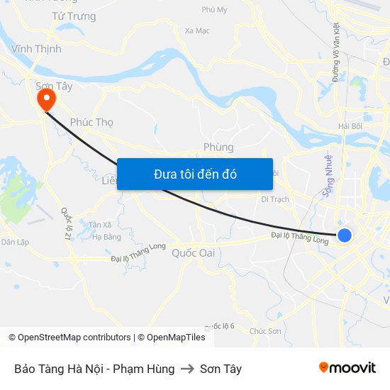 Bảo Tàng Hà Nội - Phạm Hùng to Sơn Tây map