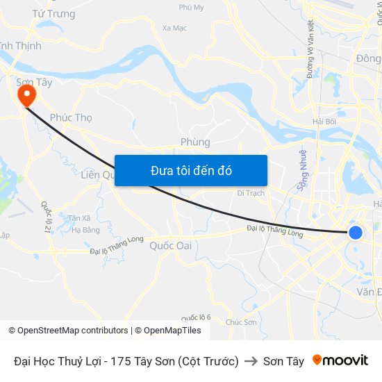 Đại Học Thuỷ Lợi - 175 Tây Sơn (Cột Trước) to Sơn Tây map