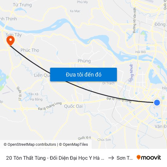 20 Tôn Thất Tùng - Đối Diện Đại Học Y Hà Nội to Sơn Tây map