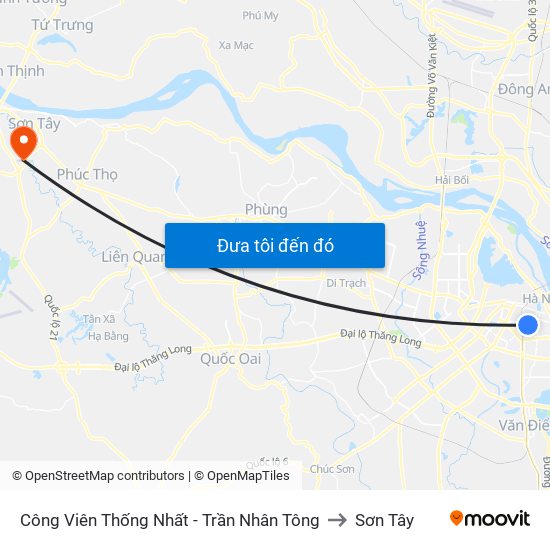 Công Viên Thống Nhất - Trần Nhân Tông to Sơn Tây map