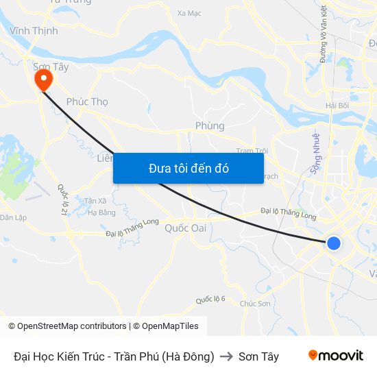 Đại Học Kiến Trúc - Trần Phú (Hà Đông) to Sơn Tây map