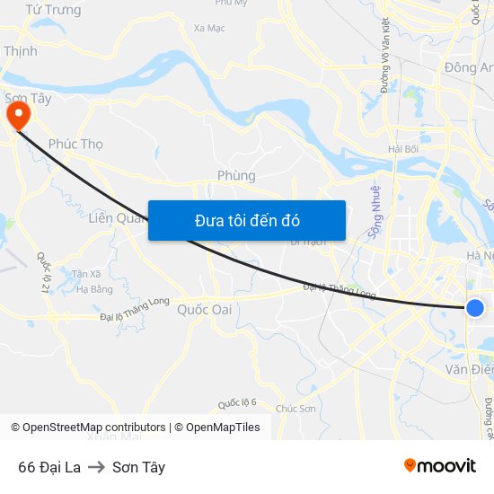 66 Đại La to Sơn Tây map