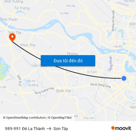 989-991 Đê La Thành to Sơn Tây map