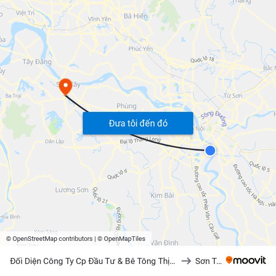 Đối Diện Công Ty Cp Đầu Tư & Bê Tông Thịnh Liệt to Sơn Tây map