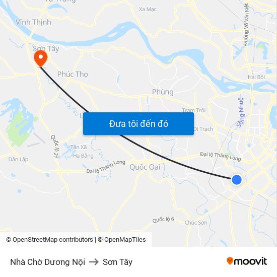Nhà Chờ Dương Nội to Sơn Tây map