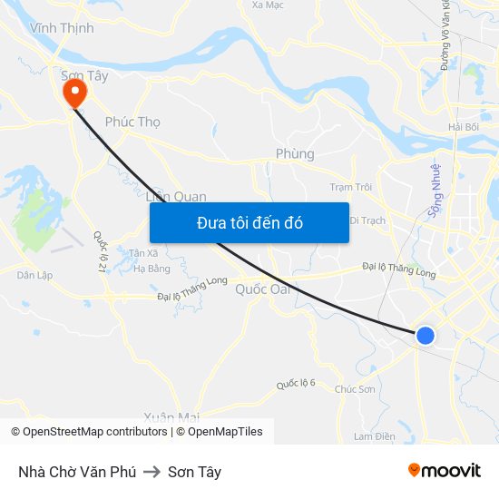 Nhà Chờ Văn Phú to Sơn Tây map