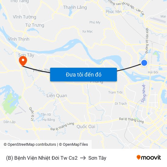 (B) Bệnh Viện Nhiệt Đới Tw Cs2 to Sơn Tây map