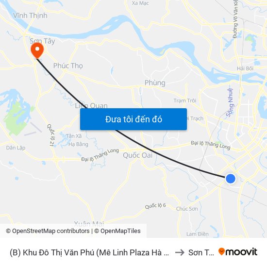 (B) Khu Đô Thị Văn Phú (Mê Linh Plaza Hà Đông) to Sơn Tây map