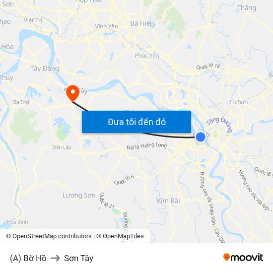 (A) Bờ Hồ to Sơn Tây map