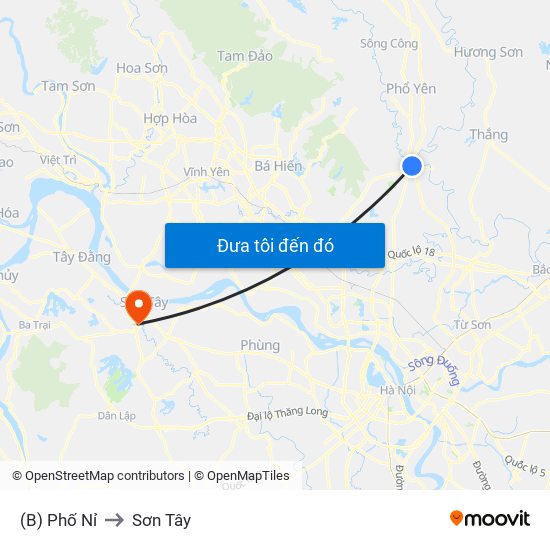 (B) Phố Nỉ to Sơn Tây map