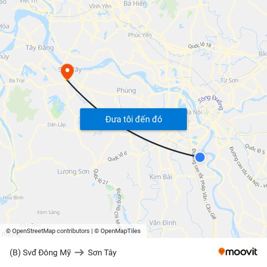 (B) Svđ Đông Mỹ to Sơn Tây map