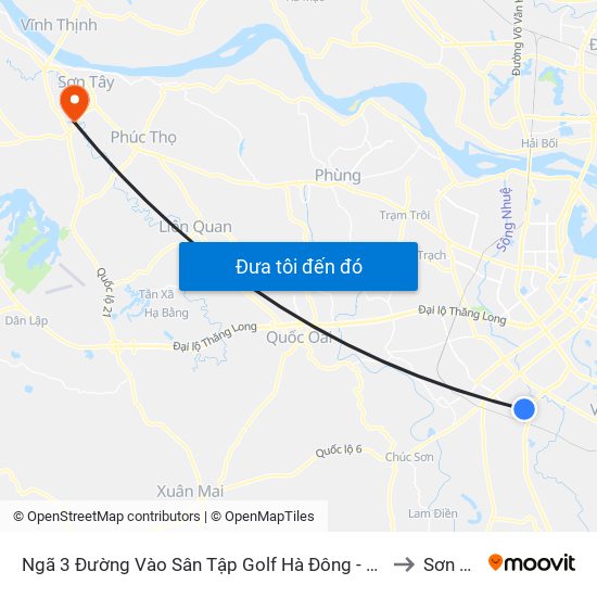 Ngã 3 Đường Vào Sân Tập Golf  Hà Đông - Văn Phú to Sơn Tây map