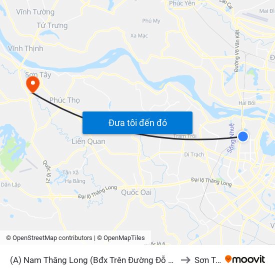 (A) Nam Thăng Long (Bđx Trên Đường Đỗ Nhuận) to Sơn Tây map