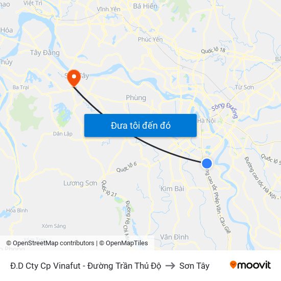 Đ.D Cty Cp Vinafut - Đường Trần Thủ Độ to Sơn Tây map