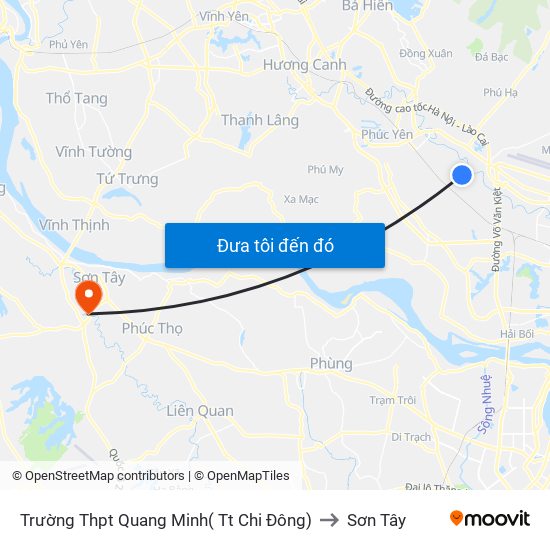 Trường Thpt Quang Minh( Tt Chi Đông) to Sơn Tây map