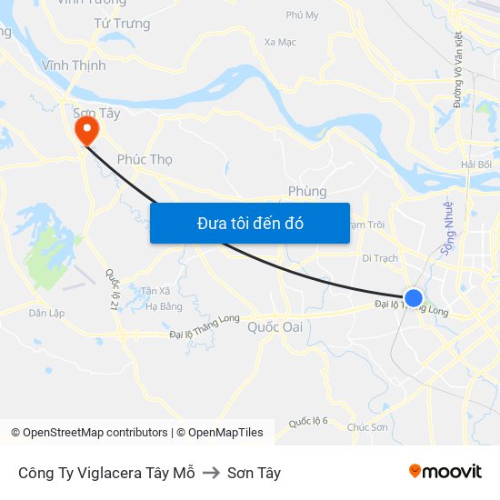 Công Ty Viglacera Tây Mỗ to Sơn Tây map