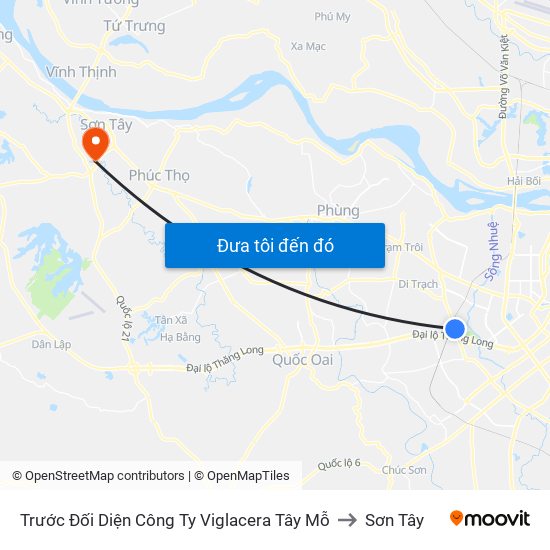 Trước Đối Diện Công Ty Viglacera Tây Mỗ to Sơn Tây map