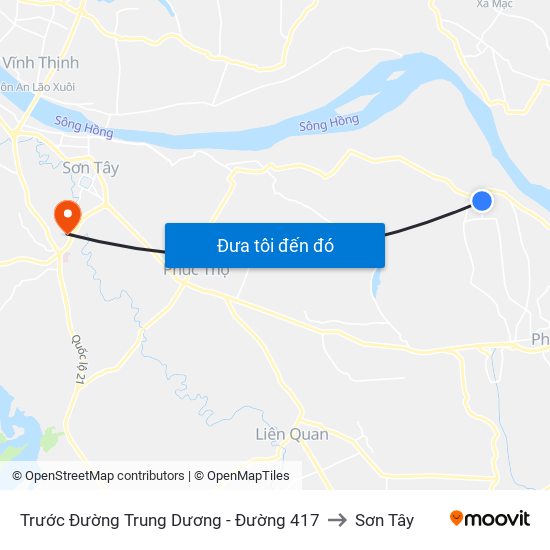 Trước Đường Trung Dương - Đường 417 to Sơn Tây map