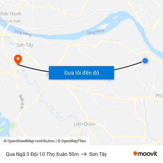 Qua Ngã 3 Đội 10 Thọ Xuân 50m to Sơn Tây map