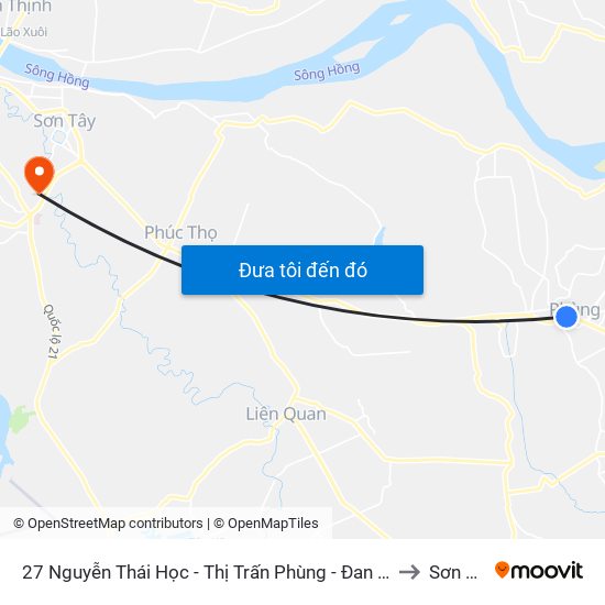 27 Nguyễn Thái Học - Thị Trấn Phùng - Đan Phượng to Sơn Tây map
