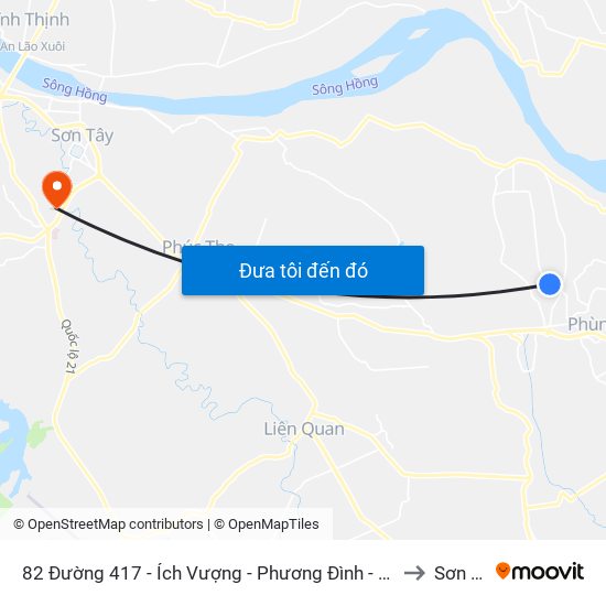 82 Đường 417 - Ích Vượng - Phương Đình - Đan Phượng to Sơn Tây map