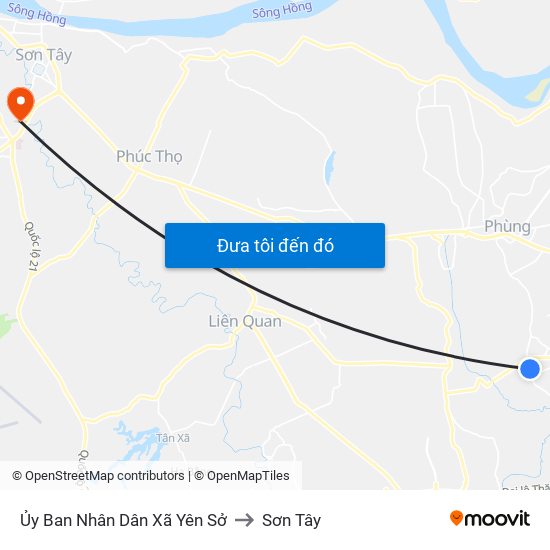 Ủy Ban Nhân Dân Xã Yên Sở to Sơn Tây map