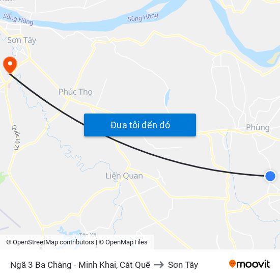 Ngã 3 Ba Chàng - Minh Khai, Cát Quế to Sơn Tây map