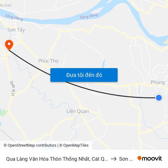Qua Làng Văn Hóa Thôn Thống Nhất, Cát Quế 40m to Sơn Tây map
