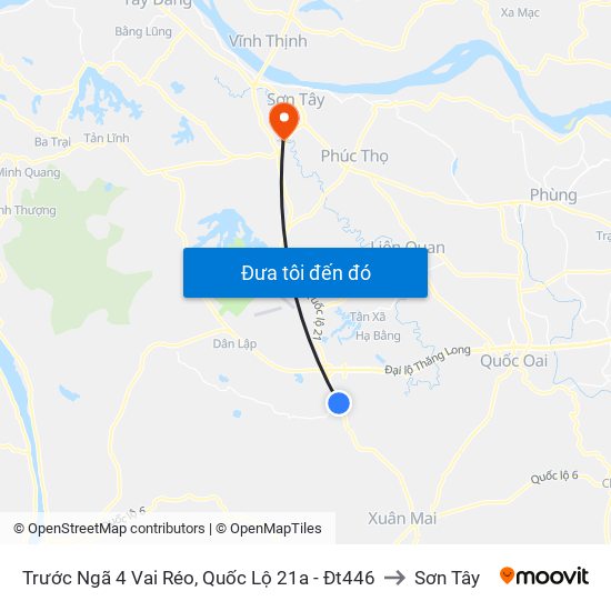 Trước Ngã 4 Vai Réo, Quốc Lộ 21a - Đt446 to Sơn Tây map