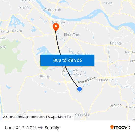 Ubnd Xã Phú Cát to Sơn Tây map