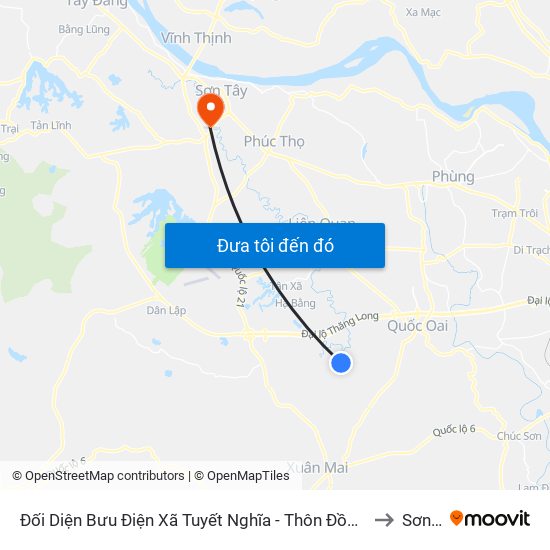 Đối Diện Bưu Điện Xã Tuyết Nghĩa - Thôn Đồng Sơn - Xã Tuyết Nghĩa to Sơn Tây map