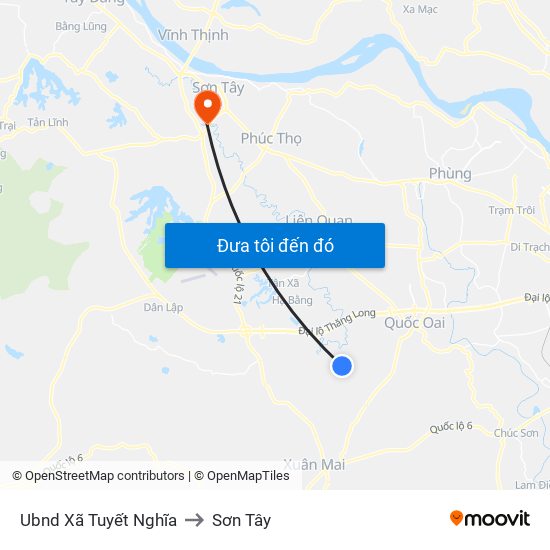 Ubnd Xã Tuyết Nghĩa to Sơn Tây map