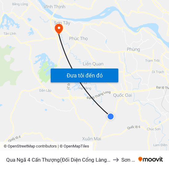 Qua Ngã 4 Cấn Thượng(Đối Diện Cổng Làng Phú Cường) to Sơn Tây map