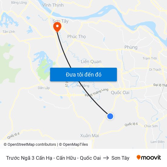 Trước Ngã 3 Cấn Hạ - Cấn Hữu - Quốc Oai to Sơn Tây map