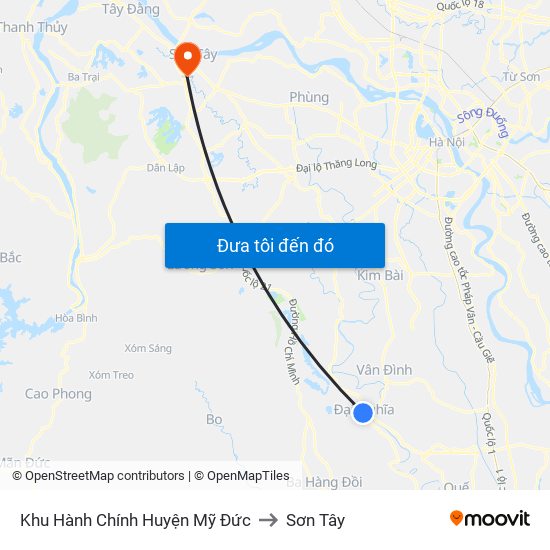 Khu Hành Chính Huyện Mỹ Đức to Sơn Tây map